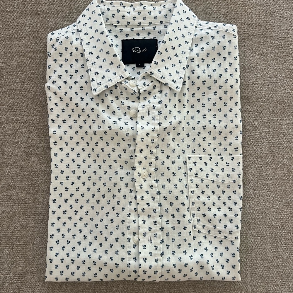 Men's White and Blue Rails Shirt